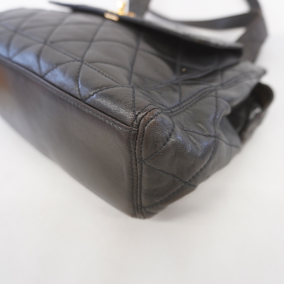 Auth Chanel shoulder bag matelasse lambskin black gold metal - Picture 8 of 10